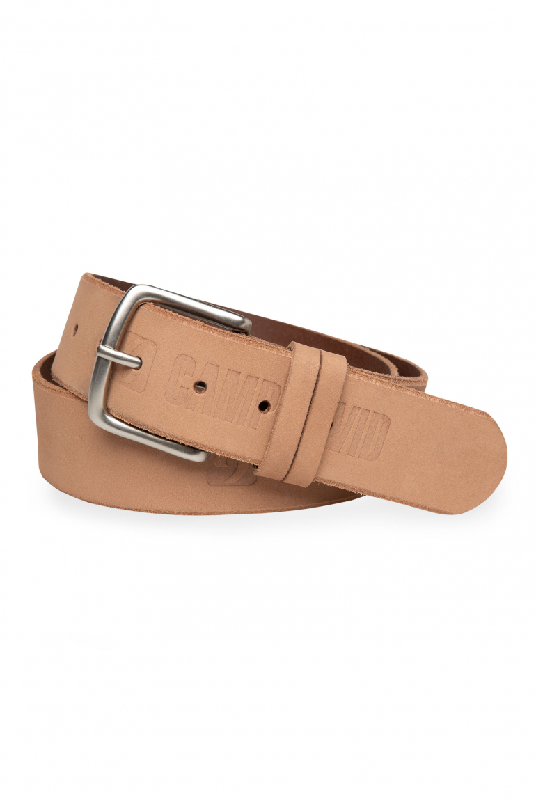 Gürtel aus Leder mit Logo-Prägungen beige