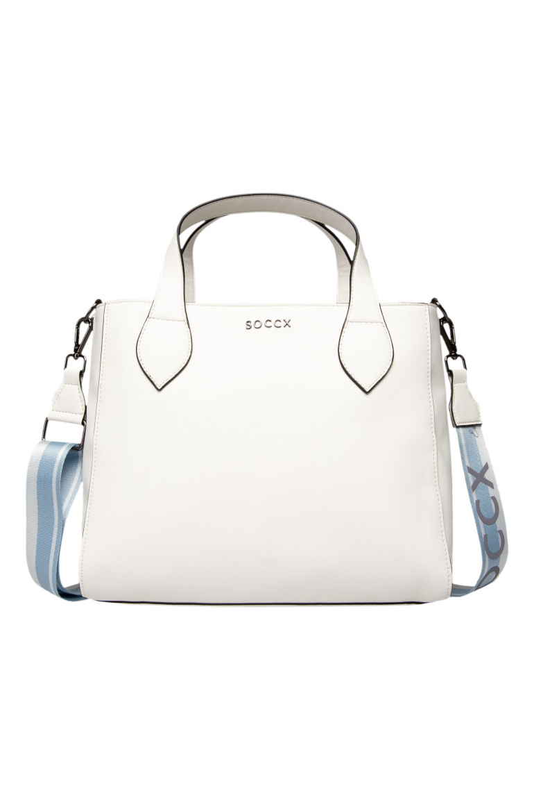 Handtasche aus Lederimitat mit Wechselgurt white