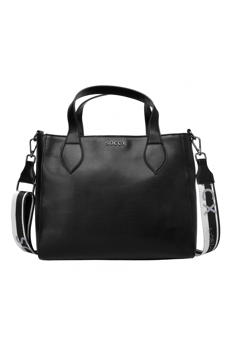 Handtasche aus Lederimitat mit Wechselgurt black