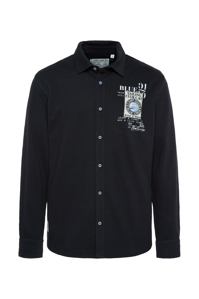 Hemd aus strukturiertem Jersey navy