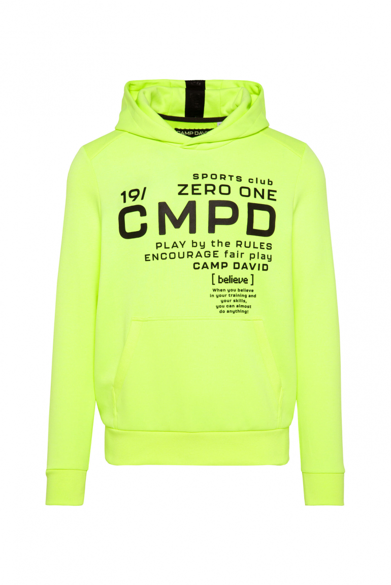 Hoodie aus Interlock-Jersey mit Rubber Artworks neon yellow