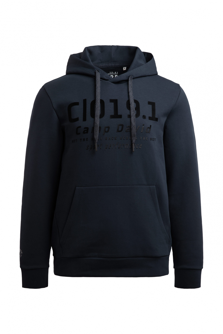 Hoodie aus Interlock mit Frontprint blue navy