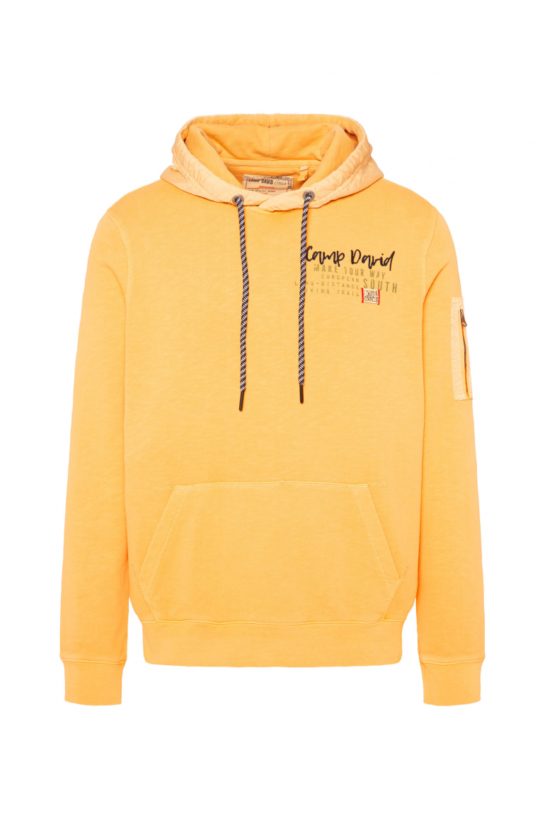 Hoodie im Materialmix mit Rücken-Print yellow morning
