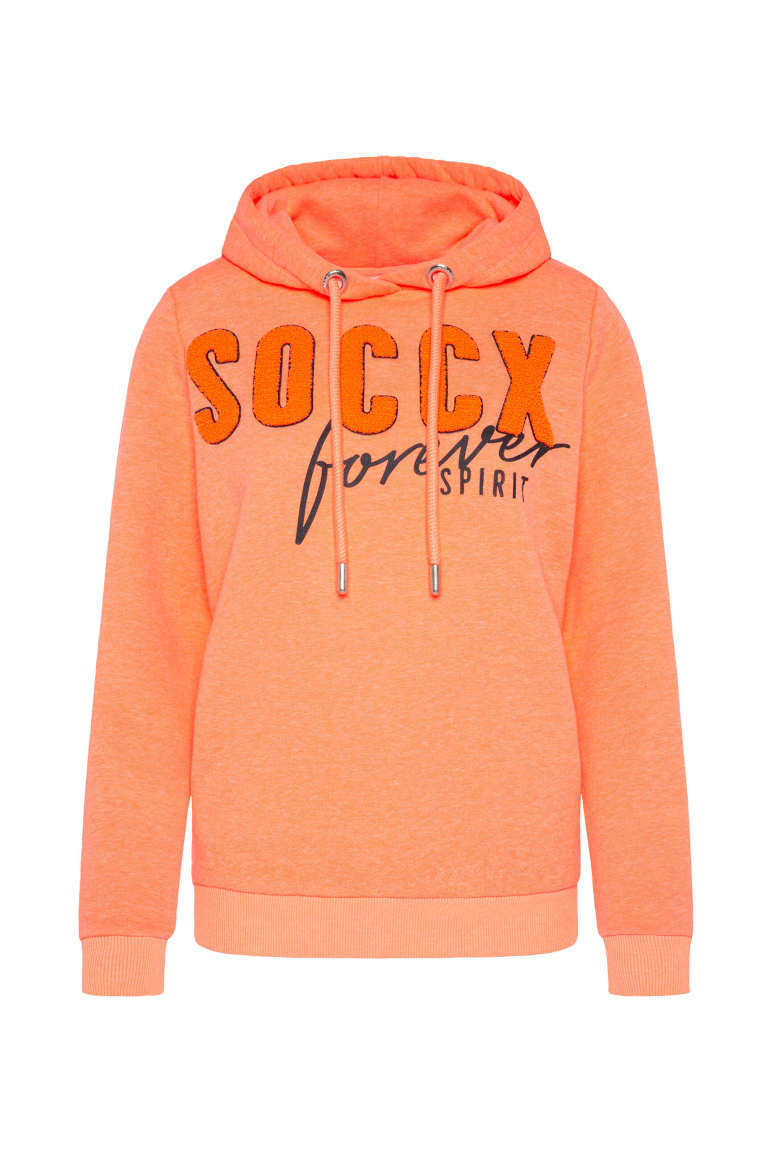 Hoodie mit Frottee-Logo neon orange