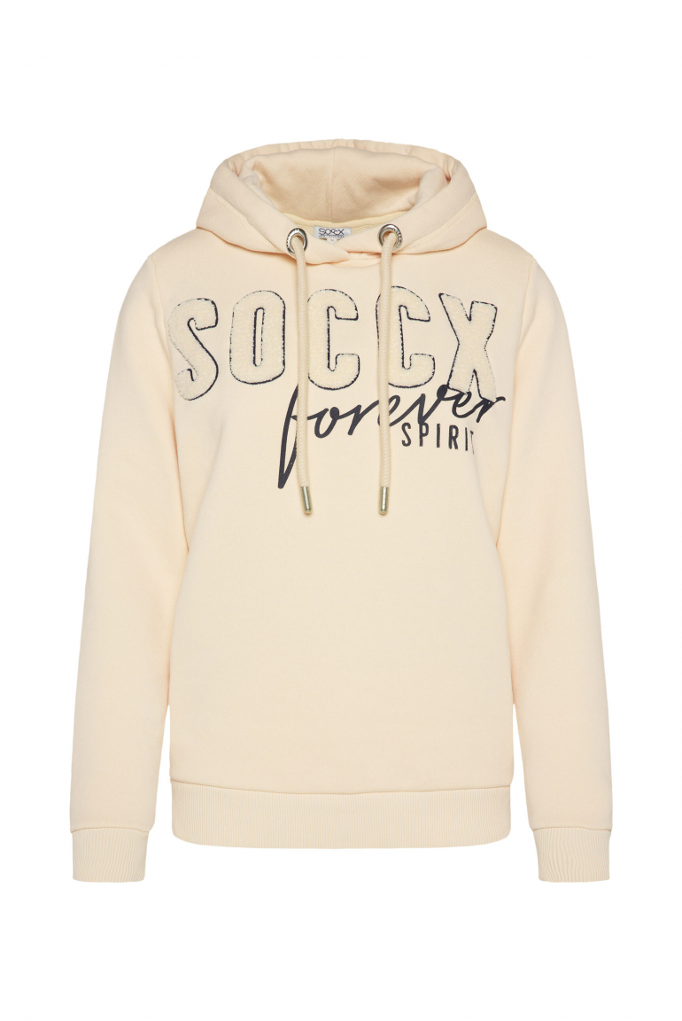 Hoodie mit Frottee-Logo cream