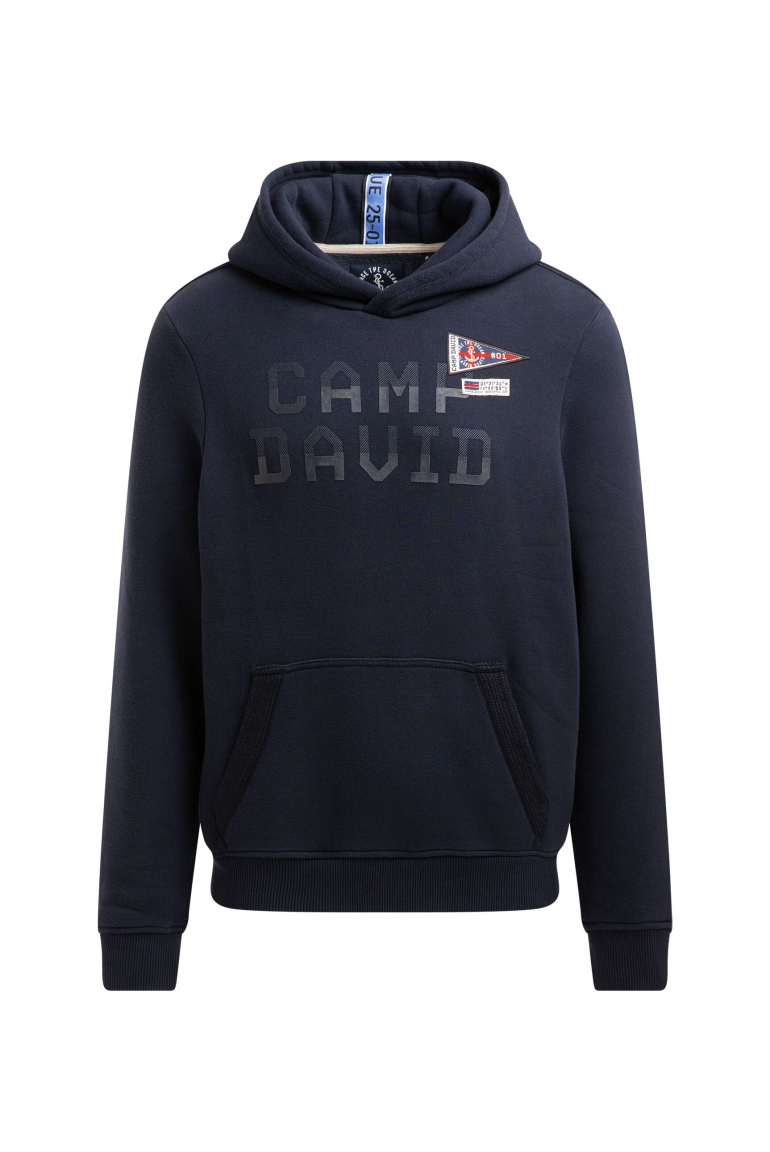 Hoodie mit Rubber Print und Tapes blue navy