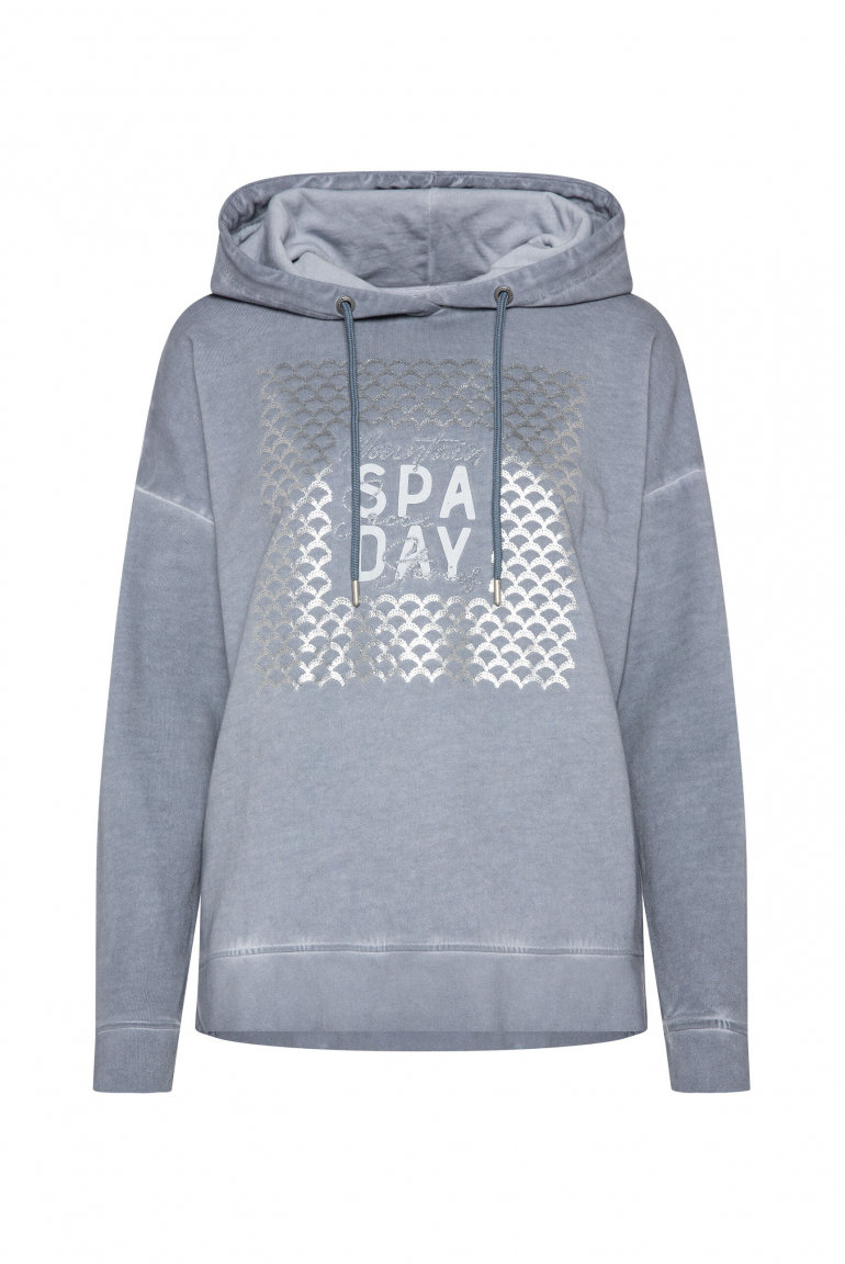 Hoodie Oil Dyed mit Artwork cold grey