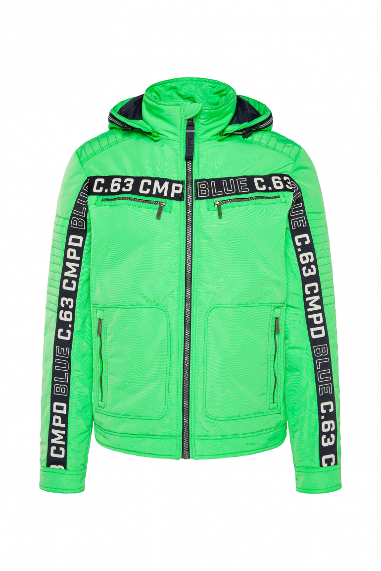 Jacke mit Biker-Elementen und Logo-Tapes electric green