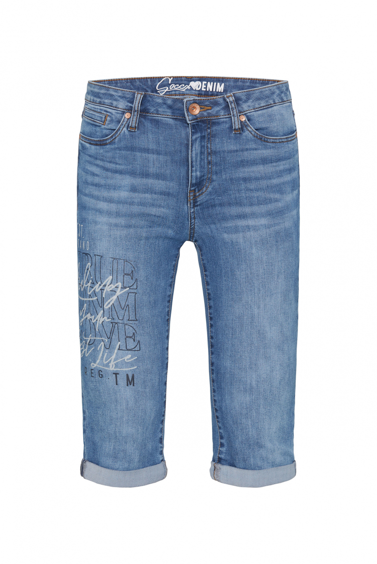 Jeans Shorts RO:MY Regular Fit mid blue printed