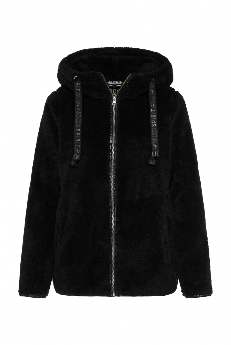 Kapuzenjacke im Sherpa-Look black