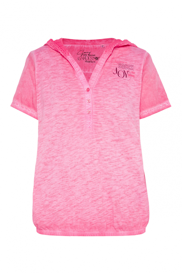Kapuzenshirt mit Rücken-Artwork floral pink