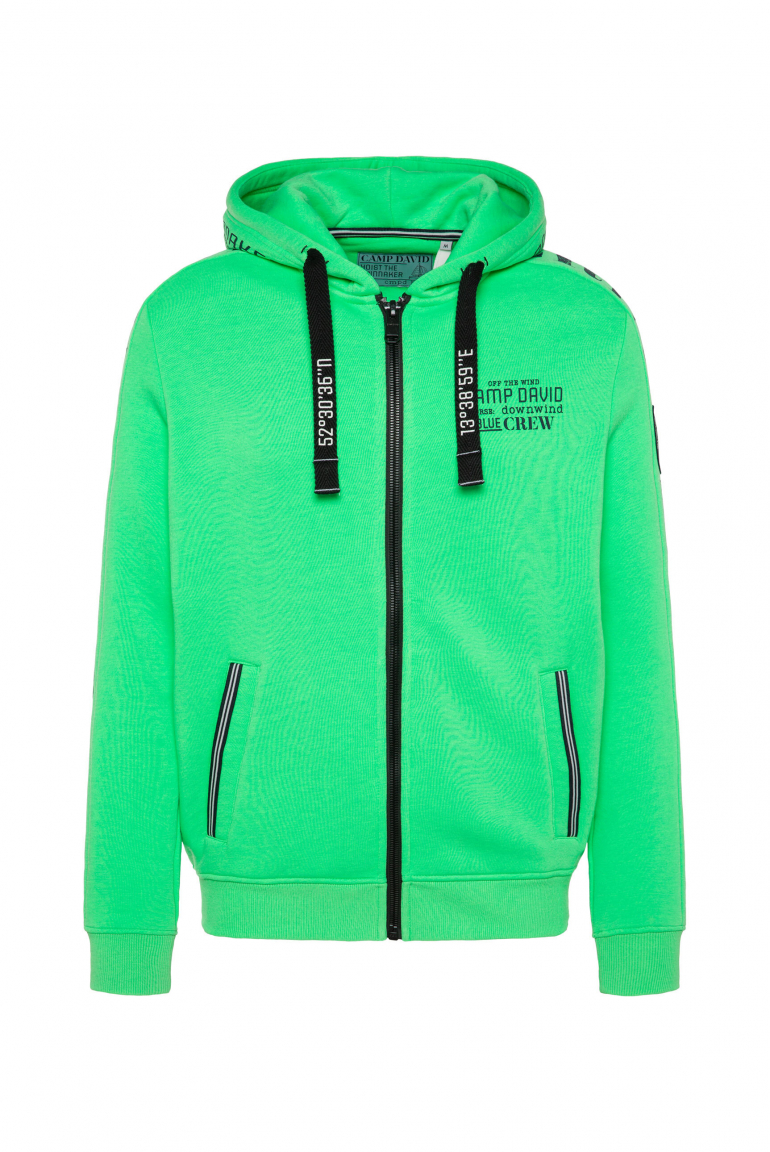 Kapuzensweatjacke mit Ärmel-Artwork electric green