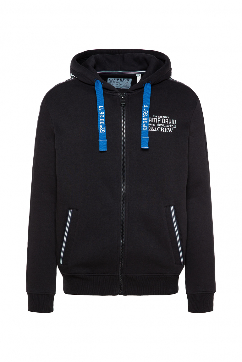 Kapuzensweatjacke mit Ärmel-Artwork navy