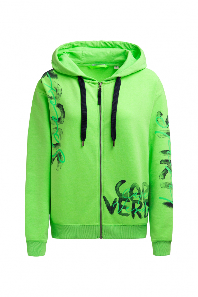 Kapuzensweatjacke mit Print Artworks neon leaf