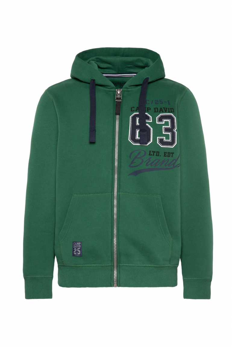 Kapuzensweatjacke mit Retro-Artwork raw green