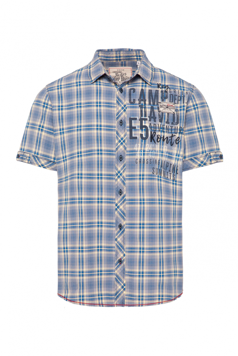 Karohemd mit Label-Applikationen yellow / blue