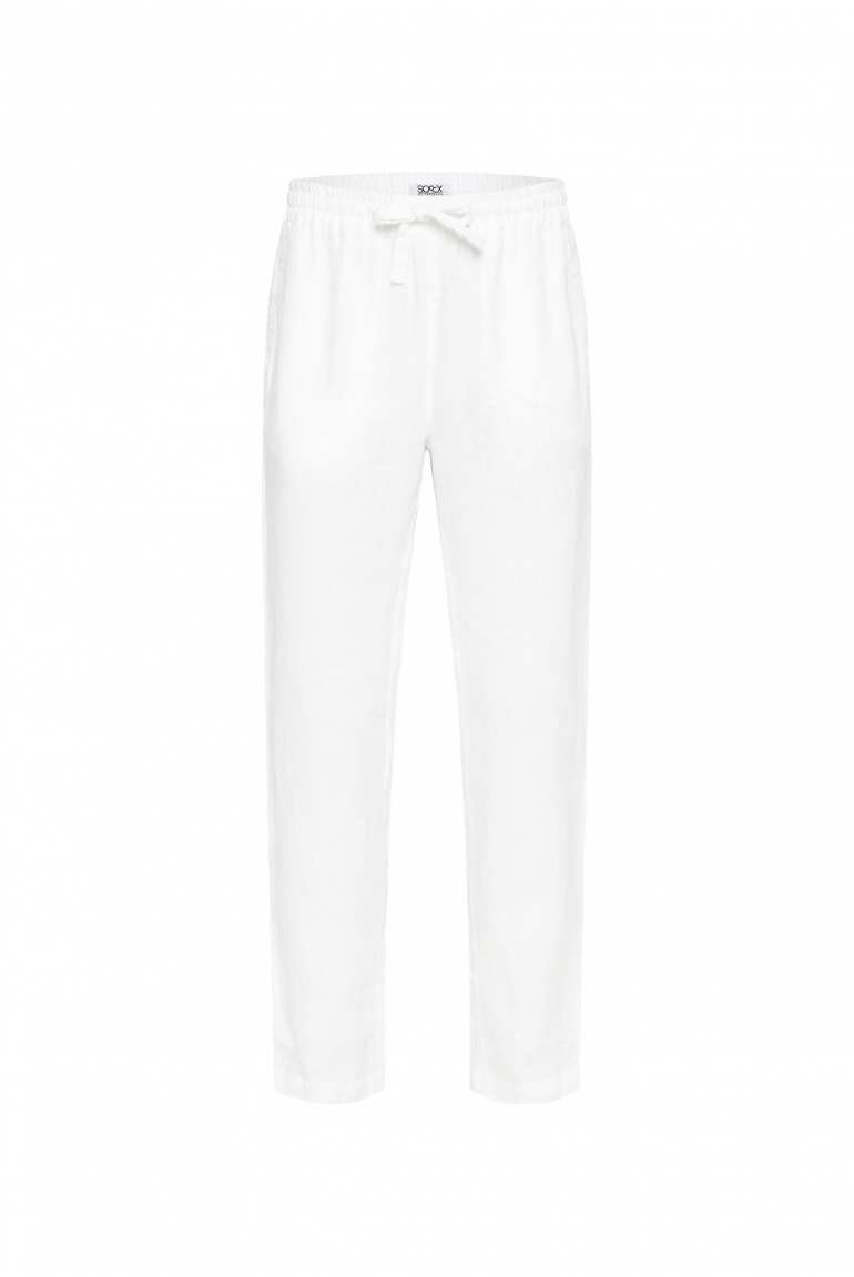 Klassische Leinenhose mit Elastikbund opticwhite