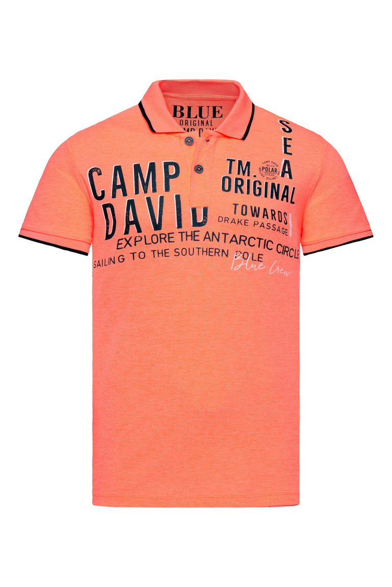 Kurzarmpolo aus Pikee mit Logo Artwork neon orange
