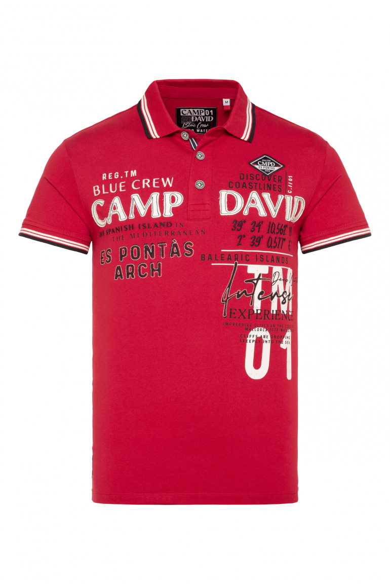 Kurzarmpolo mit Label-Applikationen nautical red
