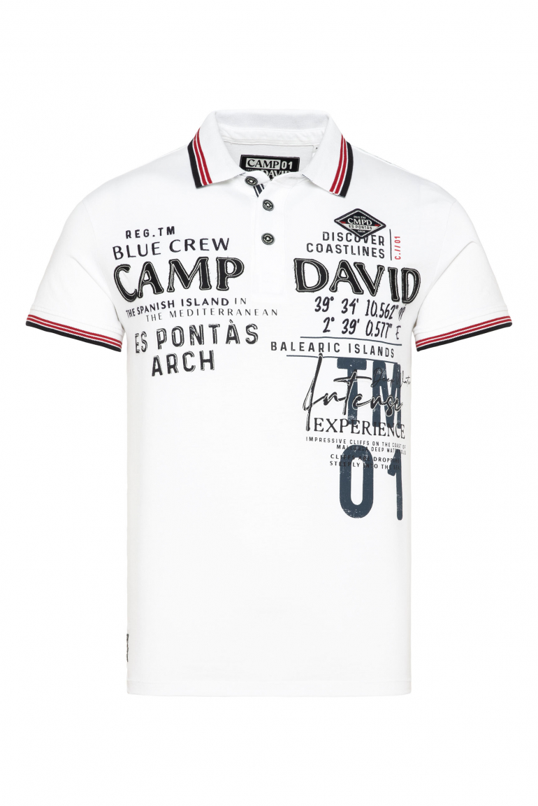 Kurzarmpolo mit Label-Applikationen opticwhite