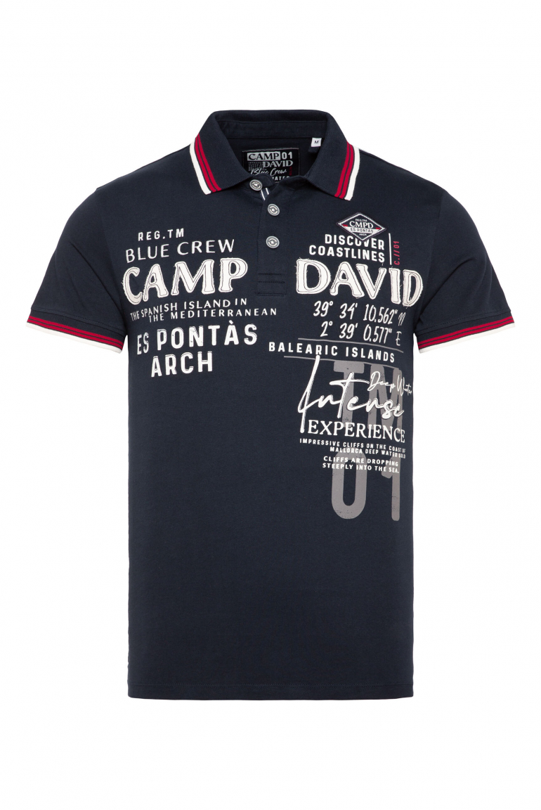Kurzarmpolo mit Label-Applikationen blue navy