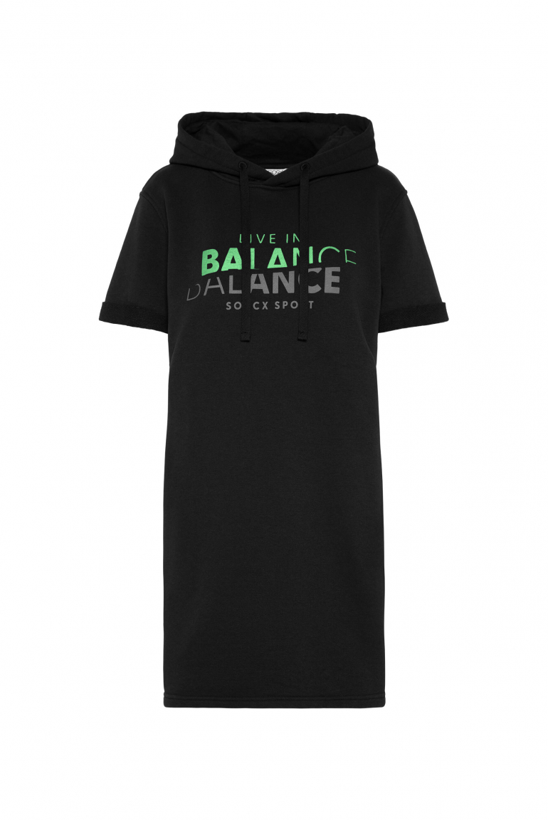 Kurzes Hoodie-Kleid mit Logo Prints black