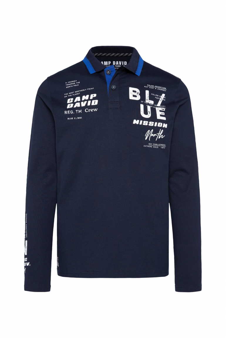 Langärmliges Poloshirt mit Puffprints blue navy