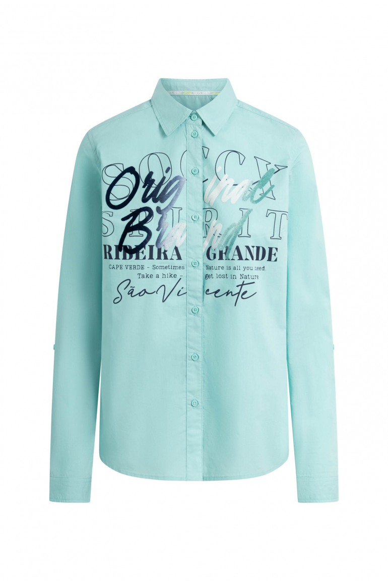 Langarmbluse mit Gradient Flockprint misty mint