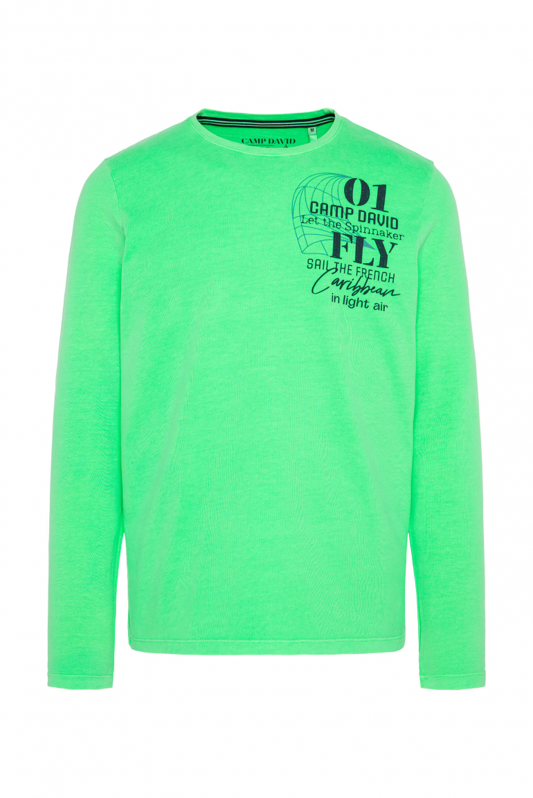 Langarmshirt mit Rücken-Print electric green