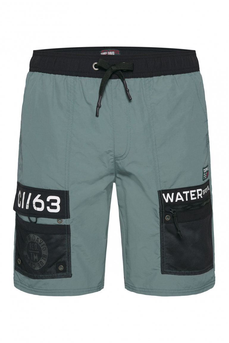 Lange Badeshorts im Cargo-Stil dark sage