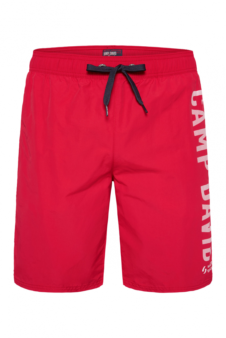Lange Badeshorts mit Logo Design nautical red