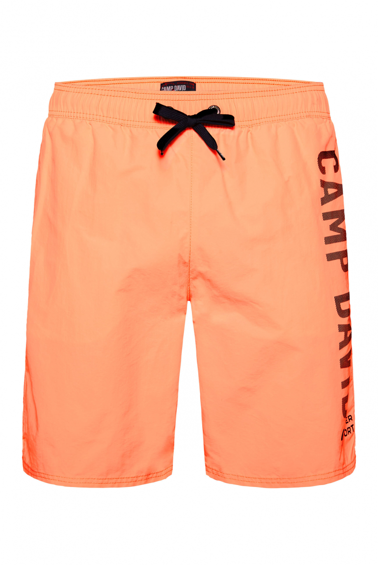 Lange Badeshorts mit Logo Design speed orange
