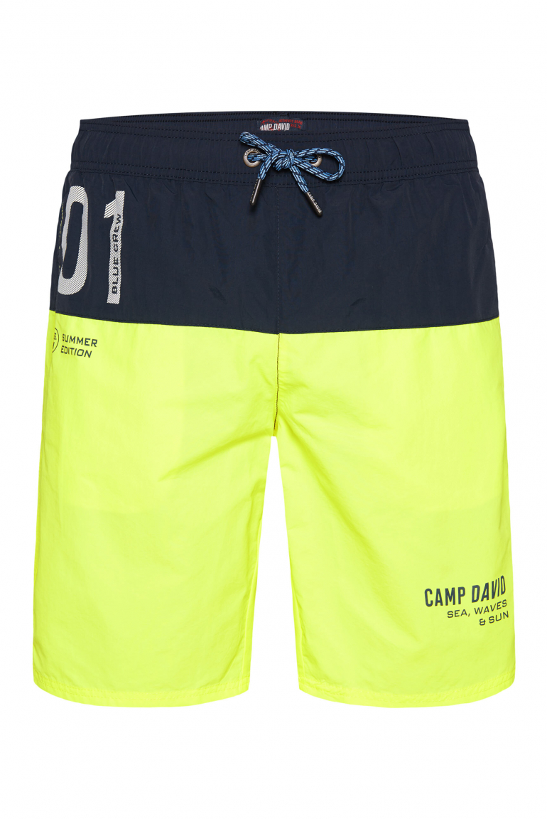 Lange Beachshorts mit Colour-Blocking neon lime