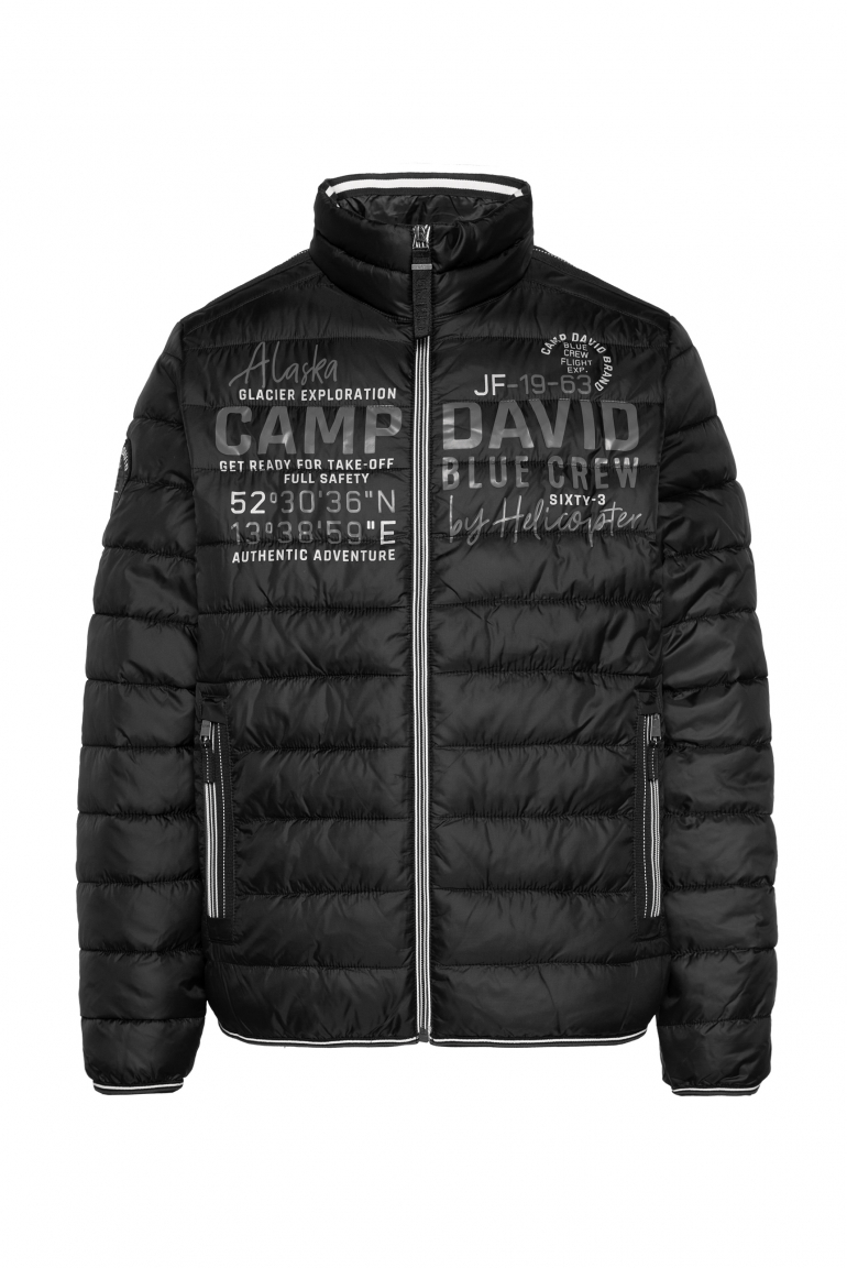 Leichte Steppjacke mit Logo Prints und Tapes black