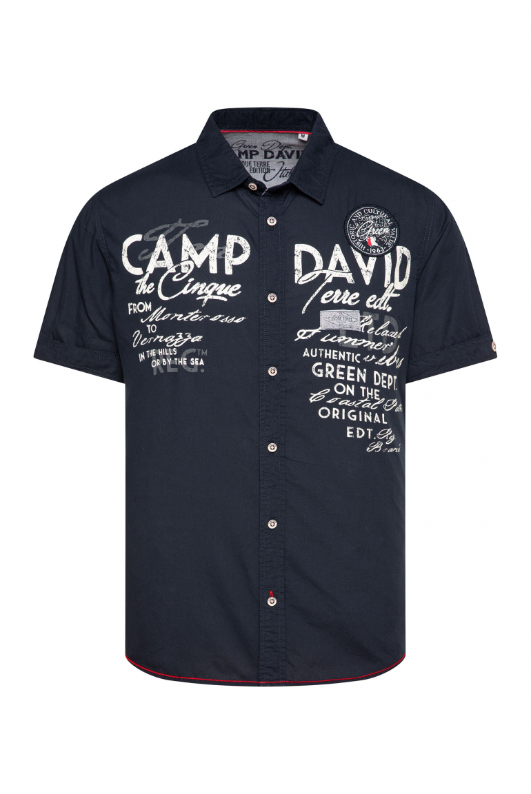 Leichtes Kurzarmhemd mit Logo Prints blue navy
