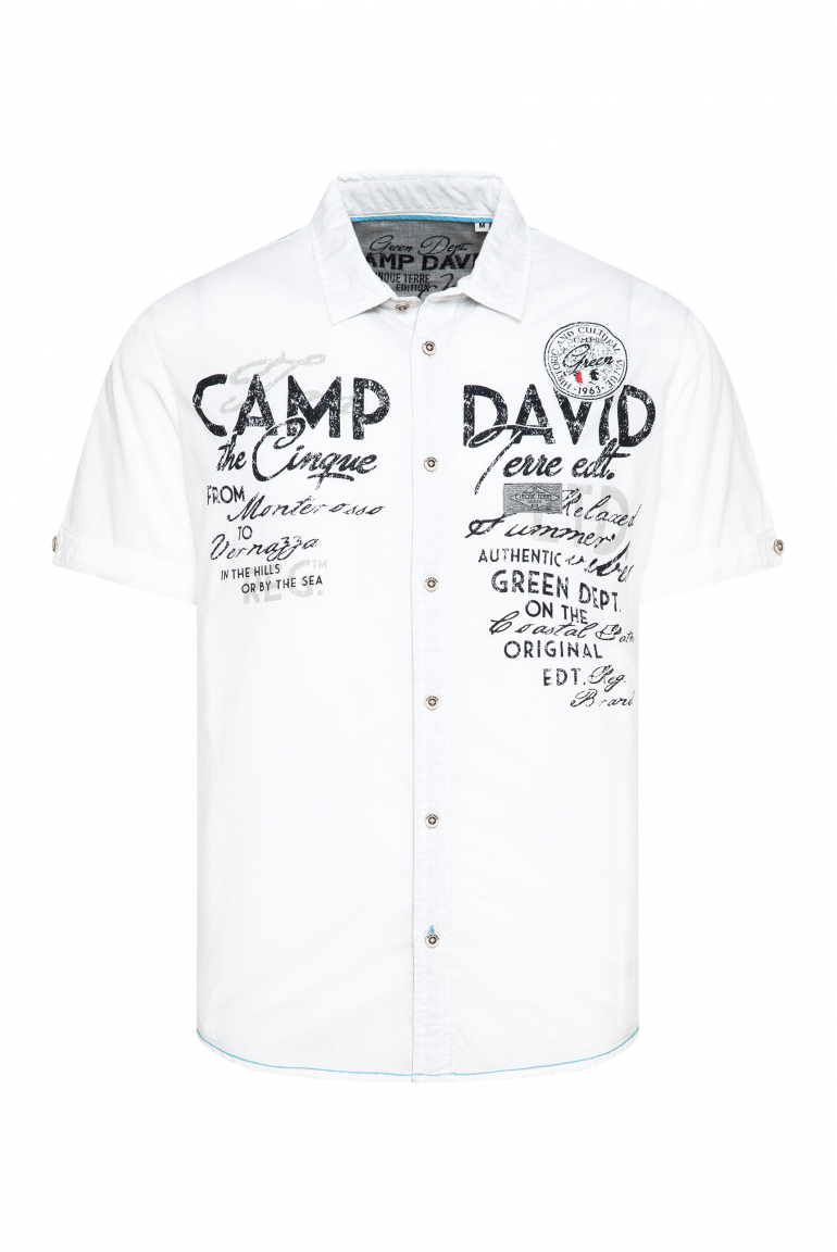 Leichtes Kurzarmhemd mit Logo Prints opticwhite