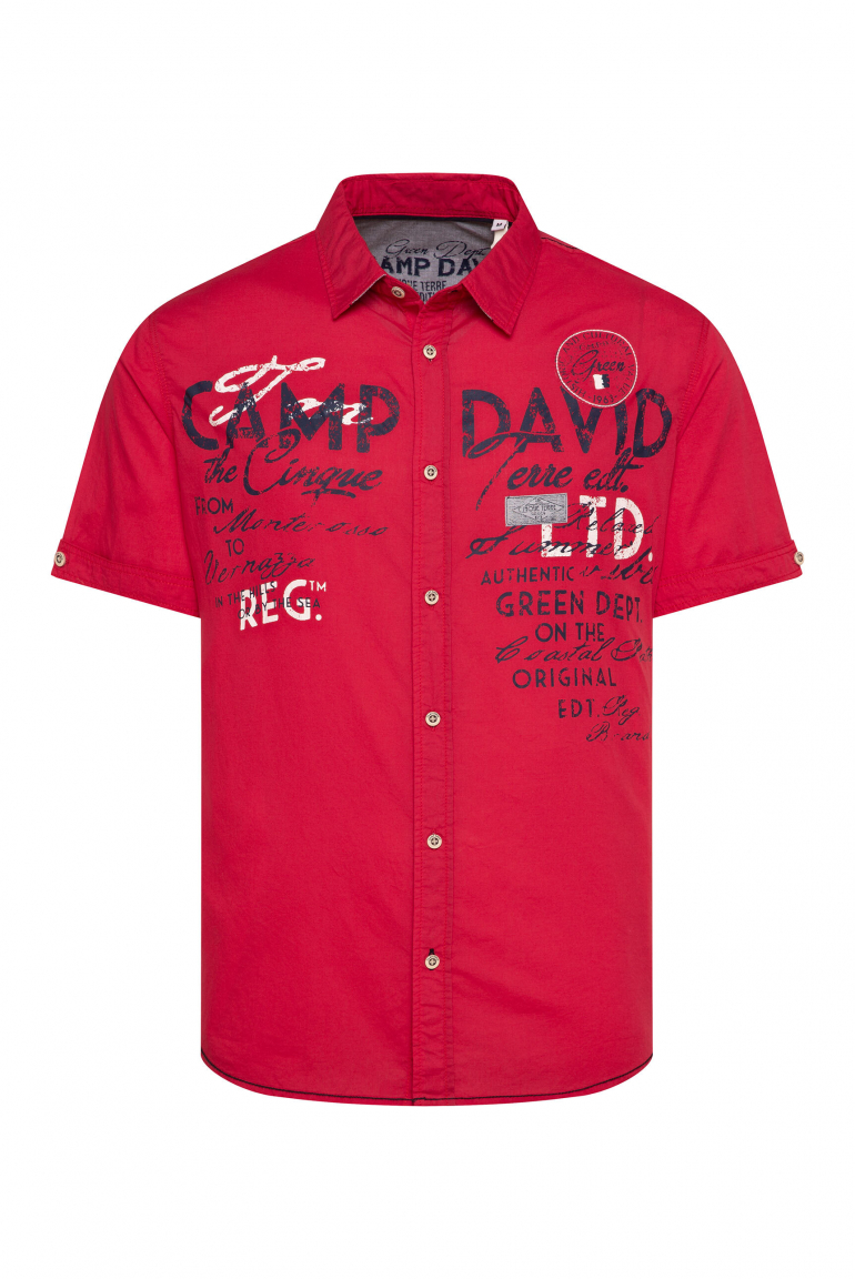 Leichtes Kurzarmhemd mit Logo Prints nautical red