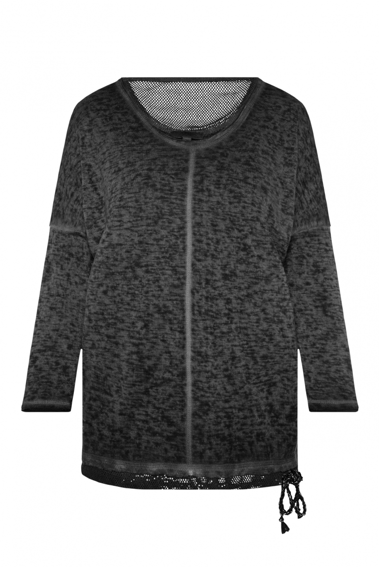 Leichtes V-Shirt mit Mesh-Details black