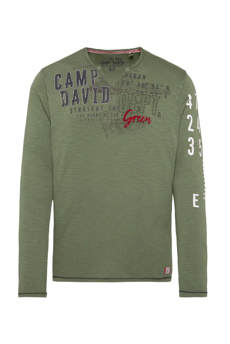 Longsleeve im Used Look mit Artworks sage green