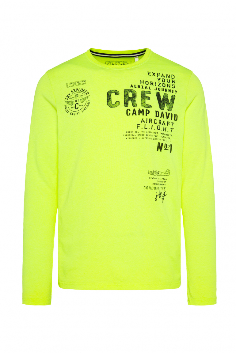 Longsleeve mit Aircraft Print neon lime