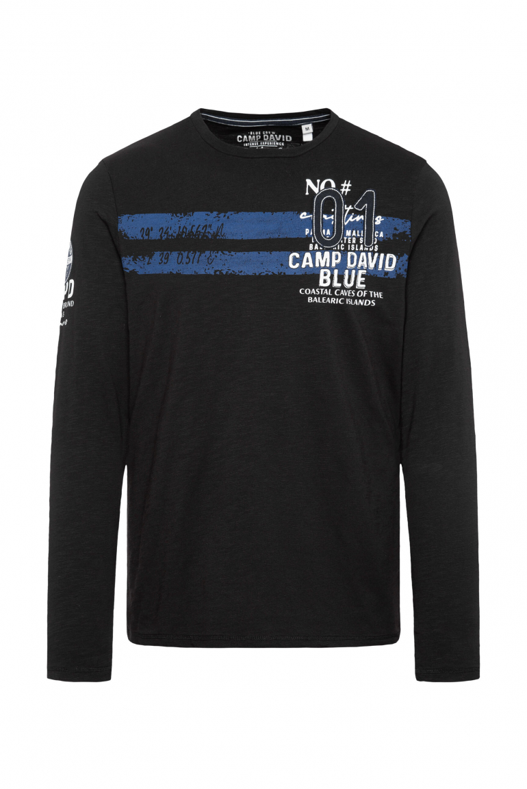 Longsleeve mit Label-Applikationen black