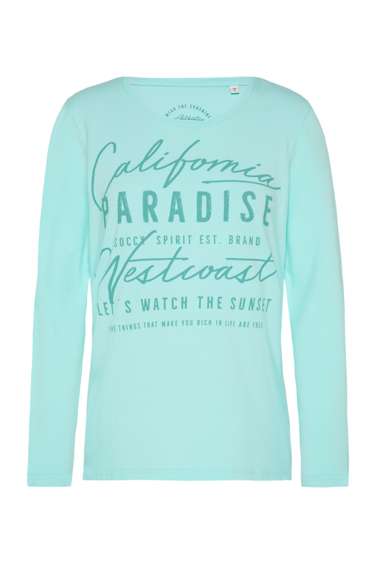 Longsleeve mit Rundhalsausschnitt und Print new aqua