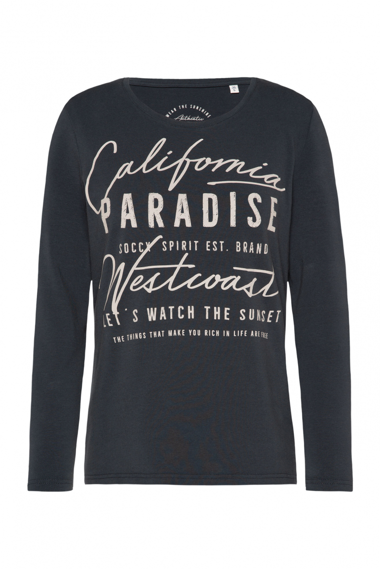 Longsleeve mit Rundhalsausschnitt und Print eclipse navy