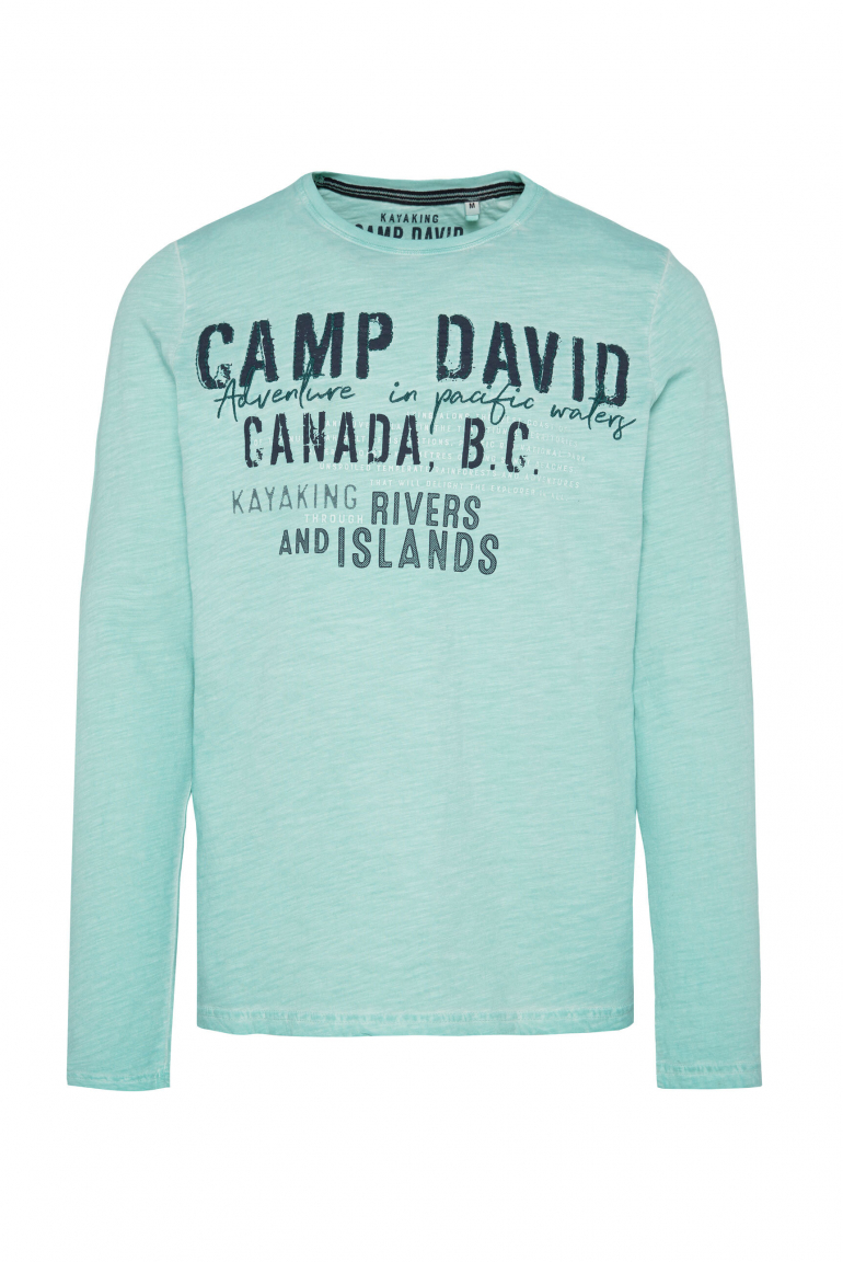 Longsleeve Oil Dyed mit Artwork cool jade