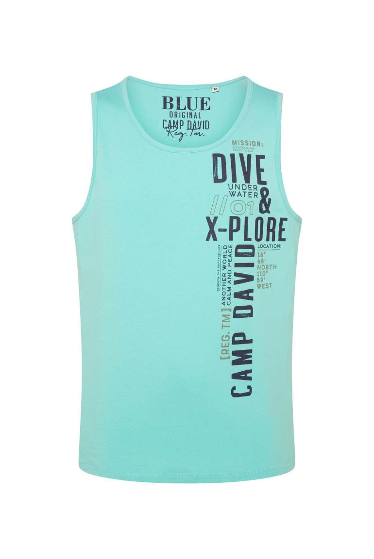 Muskelshirt mit Label Print flash aqua