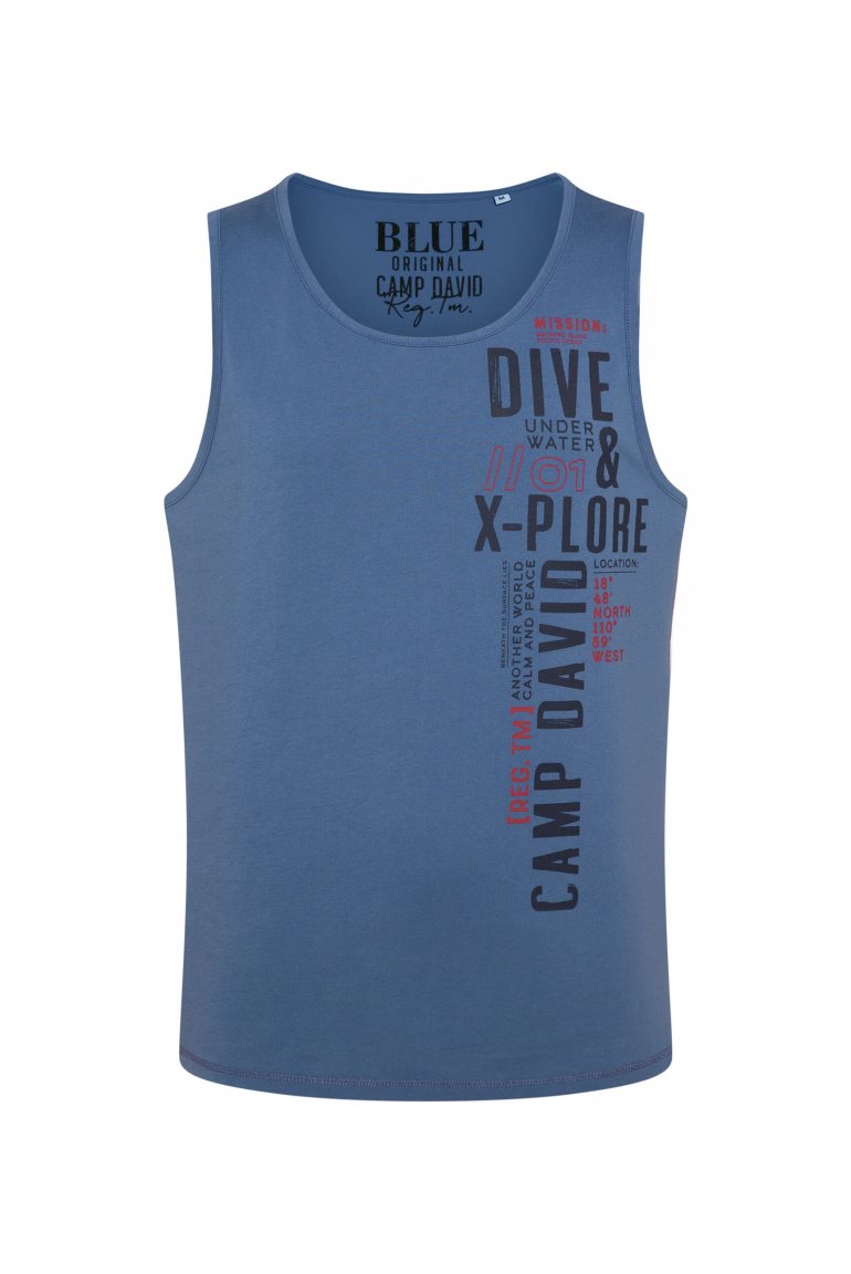 Muskelshirt mit Label Print wave blue