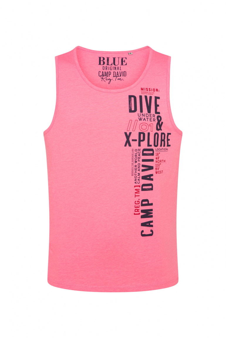 Muskelshirt mit Label Print neon pink
