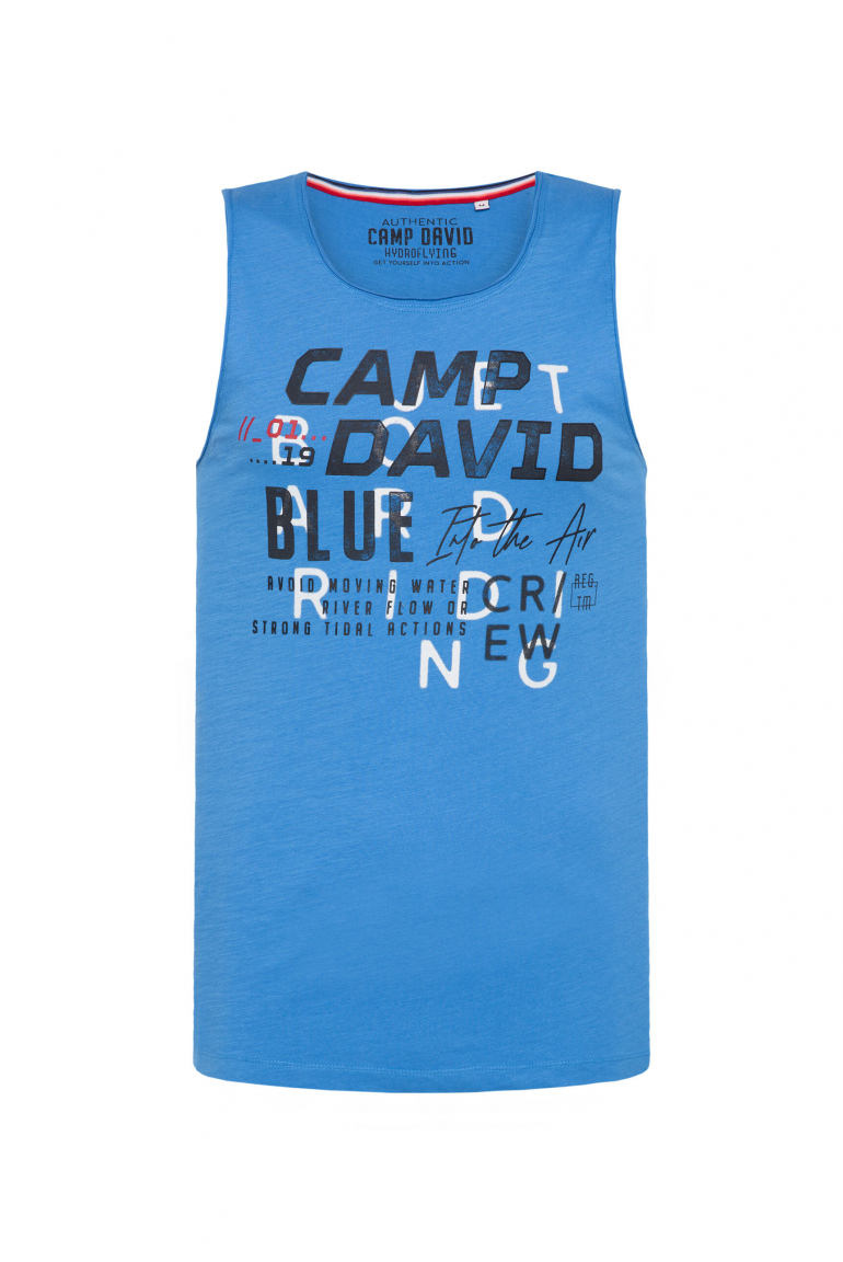 Muskelshirt mit Print und Rubber-Details pacific blue