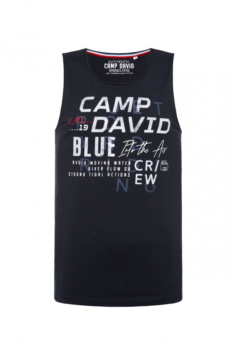 Muskelshirt mit Print und Rubber-Details navy