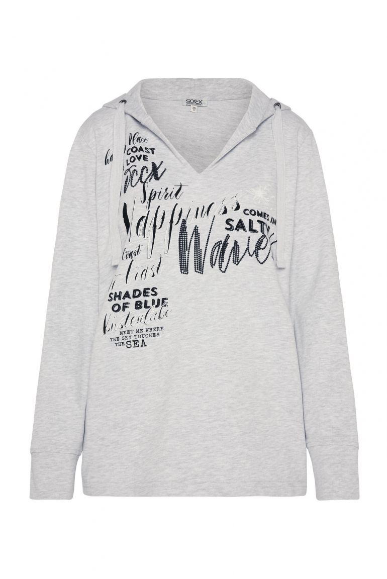 Oversized Hoodie mit Puff-Print-Artwork light grey melange